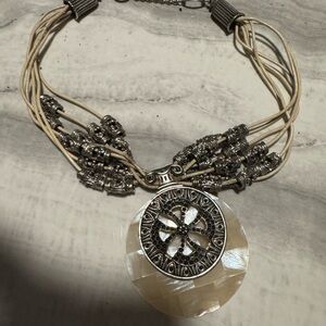 Anthony Alexander Mother-of-Pearl Medallion Statement Necklace